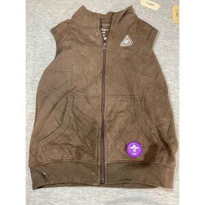 Scouts Canada Vest Adult Size Medium Zip Up Sleeveless Cotton Causal Brown